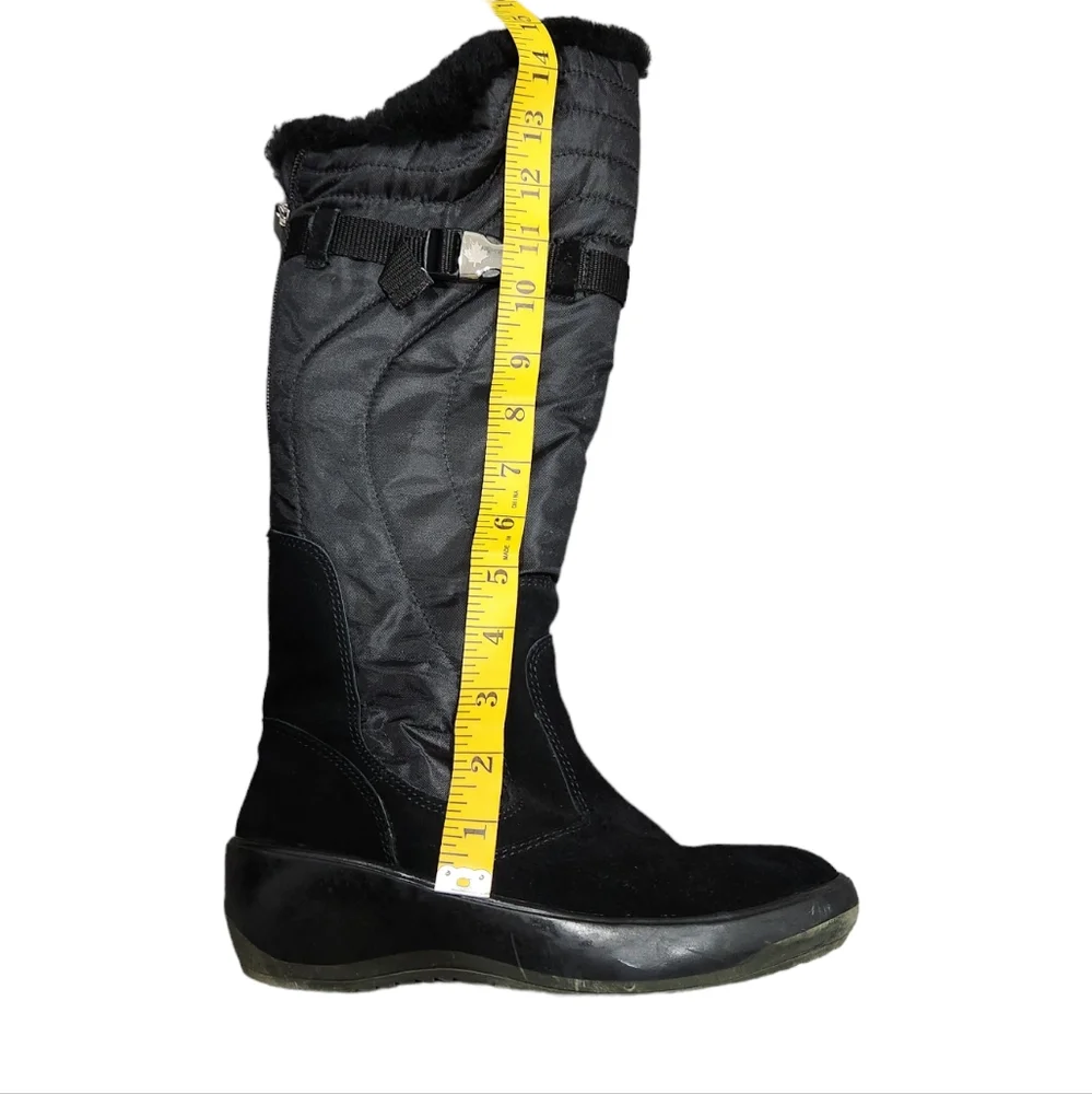 Pajar Black Suede Faux Fur Trim Waterproof Tall Snow Winter Boots 6~6.5